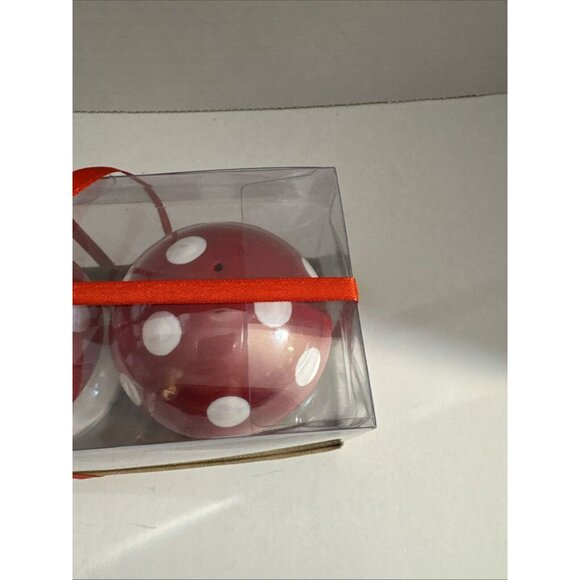 Mushroom Salt & Pepper Shakers Red White Polka Dot NEW Hand Painted by Lang - Picture 3 of 9